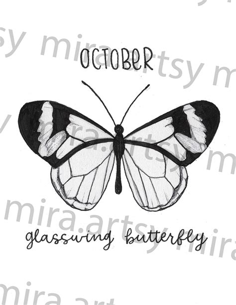 October Birth Month Butterfly Scan glasswing Butterfly DIGITAL DOWNLOAD ...