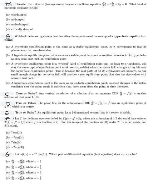 Solved Consider The Unforced Homogeneous Harmonic Oscillator Equation Y” 3y 2y 0 What