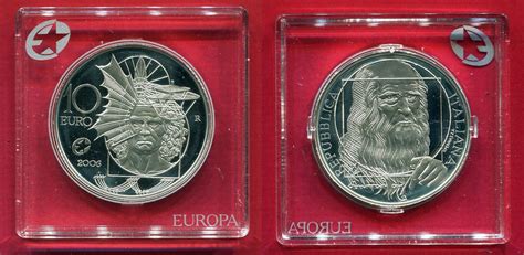 Italien 10 Euro Silbermünze 2006 Große Europäer Leonardo da Vinci PP