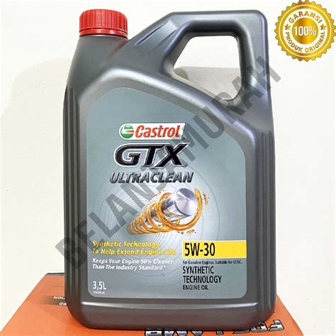 Jual Oli Castrol GTX ULTRA CLEAN Lcgc 5w 30 Galon 3 5 Liter 100 ASLI