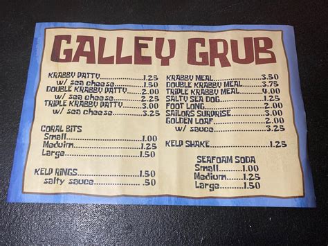 krusty krab menu printable