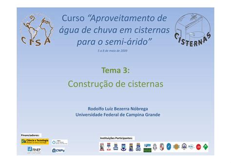 PDF Curso Aproveitamento de água de chuva em cisternas para o