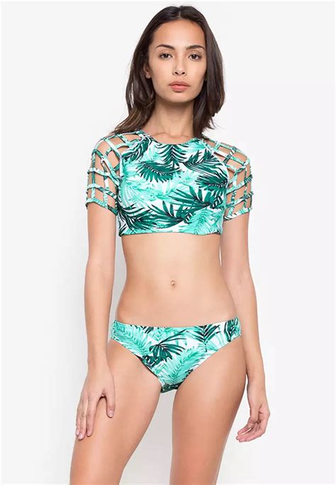 Buy Kats Clothing Net Shoulder Crop Top Two Piece Bikini Flb