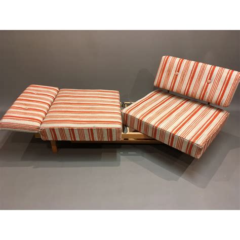 Knoll Stella Daybed In Oak And Orange And White Fabric Wilhelm Knoll