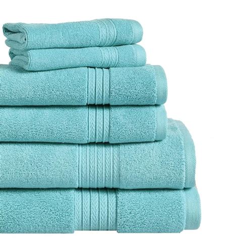 Espalma Summit 6 Piece Aqua Solid Cotton Bath Towel Set 856723 The