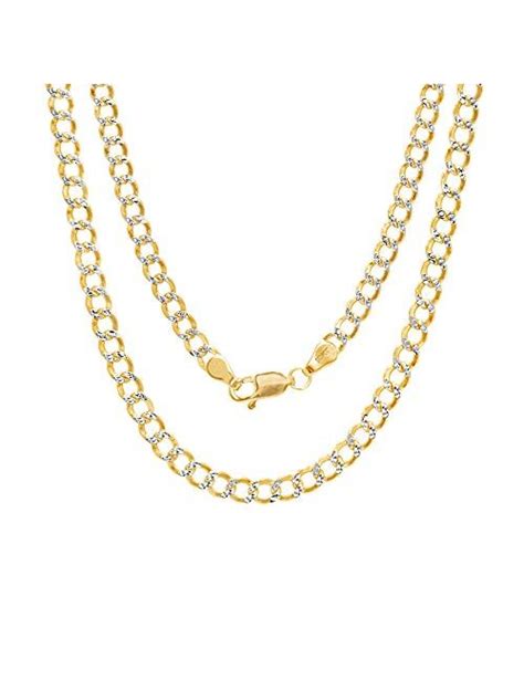 Buy Nuragold K Yellow Gold Mm Cuban Chain Curb Link Diamond Cut