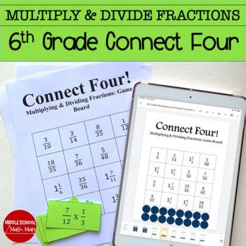 Th Grade Connect Four Multiplying And Dividing Fractions Math Game