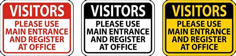 Visitors Use Main Entrance Sign On White Background 7049559 Vector Art