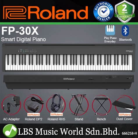 Roland Fp 30x 88 Key Digital Piano Portable Package Electric Weighted Keyboard Black Fp30x