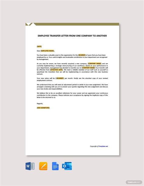 Transfer Letter Templates Documents Design Free Download