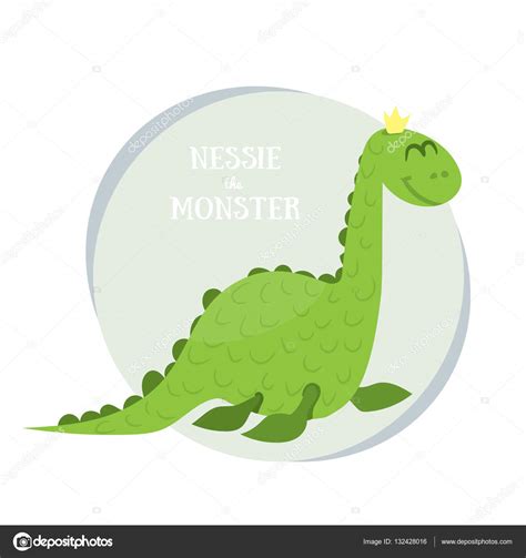 Nessie The Monster Flat Vector Illustration Loch Ness Monster Isolated On White Background