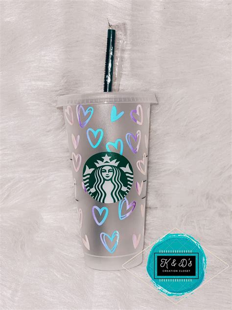 Iridescent Heart Starbucks Tumbler Oz Starbucks Cup Etsy