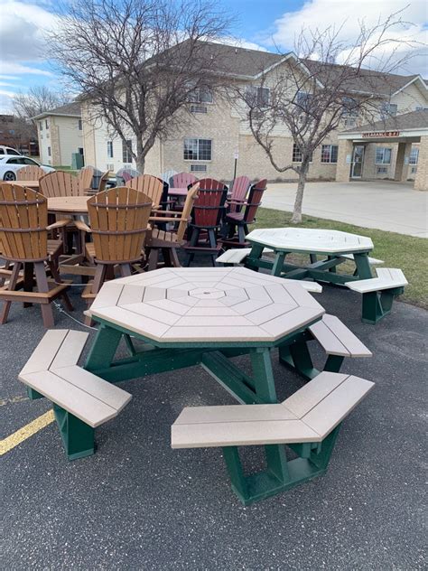 Creekside 5 Octagon Table In Green And Weatherwood Patio Barn