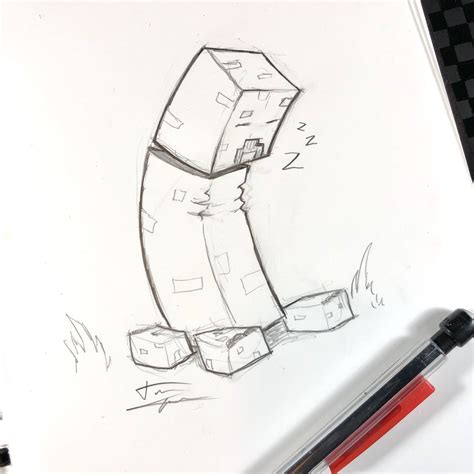 Minecraft Creeper Sketch At Explore Collection Of