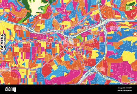 Colorful Vector Map Of La Mesa California Usa Art Map Template For