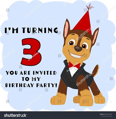 Chase Paw Patrol Happy Birthday Invitation Stock Illustration ...