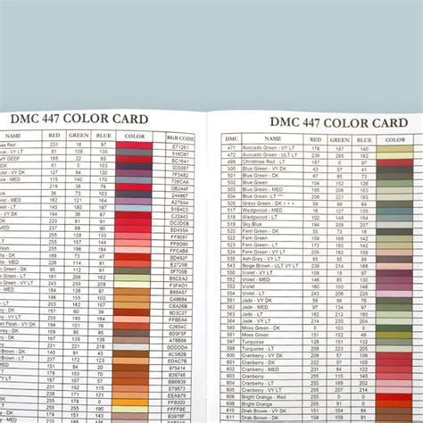 Printable Dmc Color Chart Diamond Painting Dmc Color Chart Book Diamond