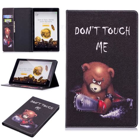 For Amazon Kindle Fire HD 10 2017 2015 Generation Tablet Bag Case Print Folio PU Leather Stand ...