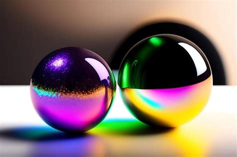 Premium Ai Image Abstract Pearlescent Glass Marble Ball With Shiny Iridescent Colors Glowing