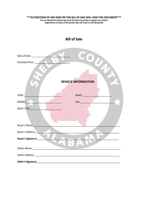 Car Bill Of Sale Alabama