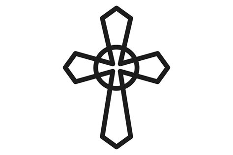 Religous faith symbol. Ornamental cross line symbol