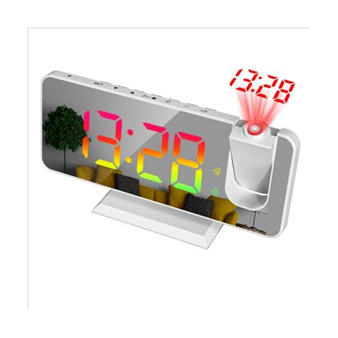 Projection Alarm Clock For Bedroom Led Display Ceiling Digital Radio