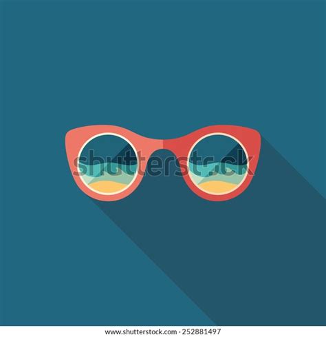 Sunglasses Beach Reflection Flat Square Icon Stock Vector Royalty Free 252881497 Shutterstock