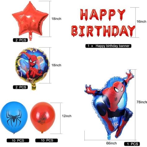 D Coration Anniversaire Spiderman Ballon En Aluminium Ensemble De