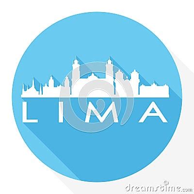 Lima Peru America Round Icon Vector Art Flat Shadow Design Skyline City