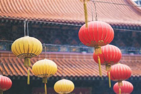 Lamps Hanging Around The Chinese Temple Stock Photo Image Of Chinese