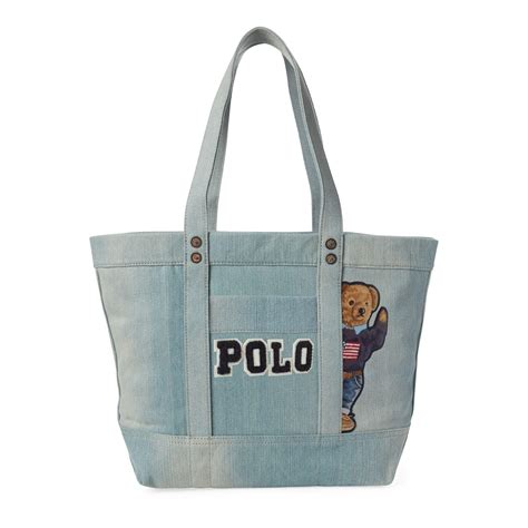 Polo Ralph Lauren Canvas Polo Bear Tote Bag in Blue | Lyst