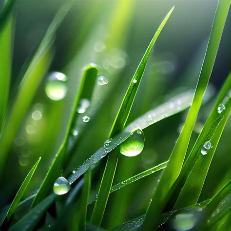 Premium Photo Spring Green Grass With Dewdrops Closeup Of Wet Grass