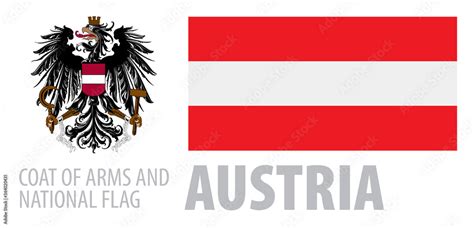 Vector set of the coat of arms and national flag of Austria Stock ...