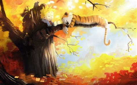 Calvin and Hobbes' autumn tree nap | Calvin and hobbes, Painting ...