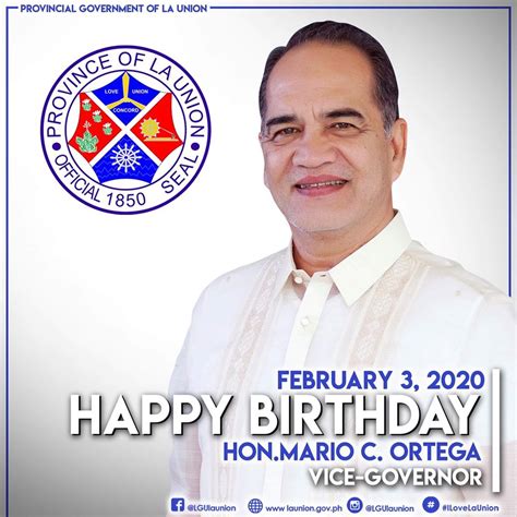 Happy Birthday Vice Governor Hon Mario C Ortega