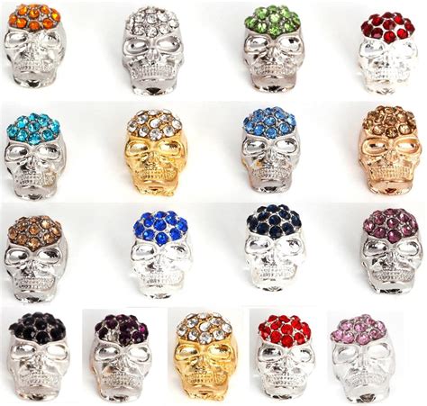 Amazon Rubyca Pcs Lot Mix Color Skull Beads Crystal Sideway