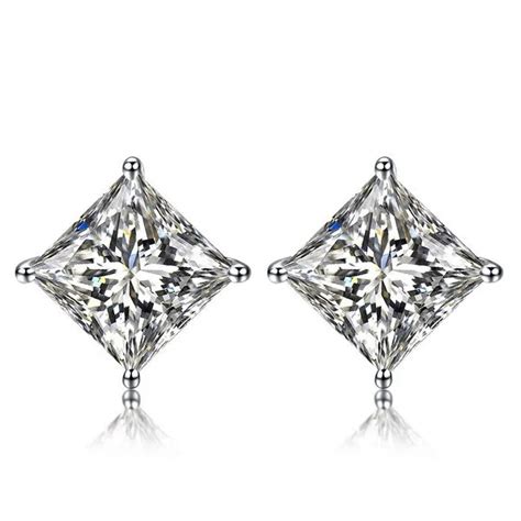 ZOCAI PRINCESS NATURAL 0 6 CT CERTIFIED H VVS DIAMOND EARRINGS