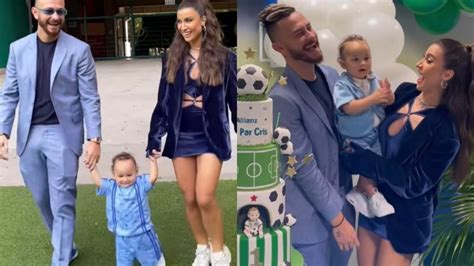 Bianca Andrade e Fred celebram um ano do filho em estádio do Palmeiras