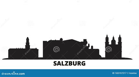 Austria Salzburg City Skyline Isolated Vector Illustration Austria