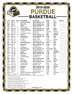 Printable 2019-2020 Purdue Boilermakers Basketball Schedule