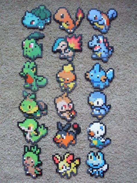 Perler Bead Pokemon Starters Keychains Pokemon Perler Beads Perler