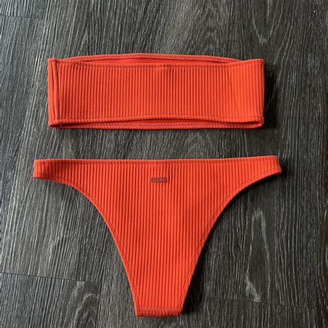 Triangl Strapless Neoprene Bikini Set Top Size Depop