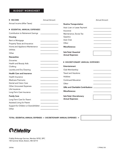 Fidelity Retirement Budget Worksheet - Printable Worksheets