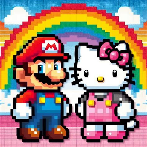 Mario and Hello Kitty (AI Image) by user15432 on DeviantArt