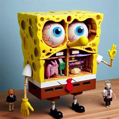 Spongebob Cross Section With Organs And Skeleton In The Body Bing