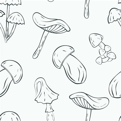 Premium Vector Seamless Hand Draw Mushroom Pattern Background