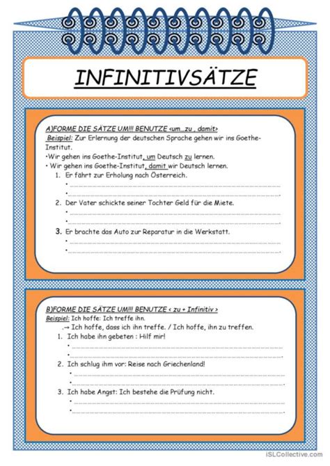 Infinitive Deutsch Daf Arbeitsbl Tter Pdf Doc