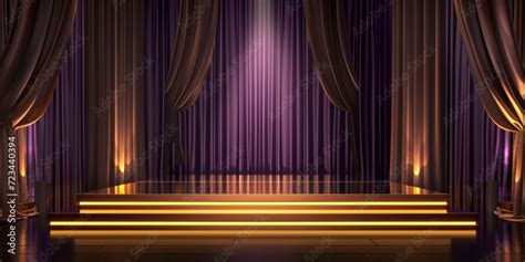 luxury gold Stage with curtains, Stage Podium Scene with for Award ...