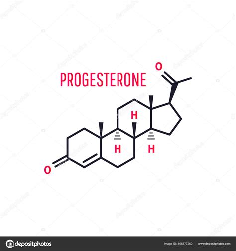 Progesterone Female Sex Hormone Skeletal Chemical Formula On White Background Vector