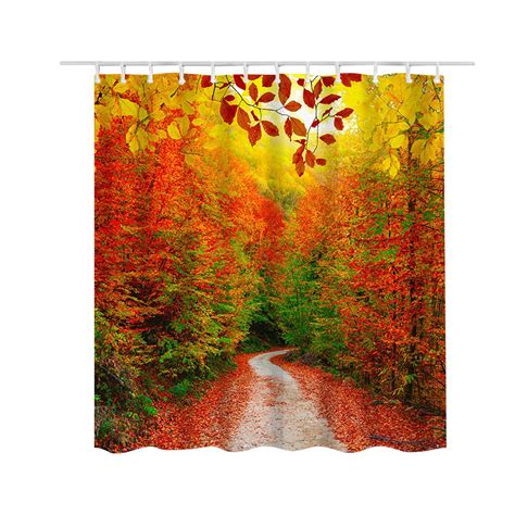 Home Deals Meitianfacai Fall Shower Curtain Rustic Farm Nature Tree